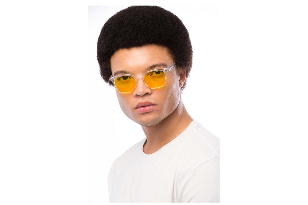 Man Wearing Crystal Light Sensitivity Glasses Readers
