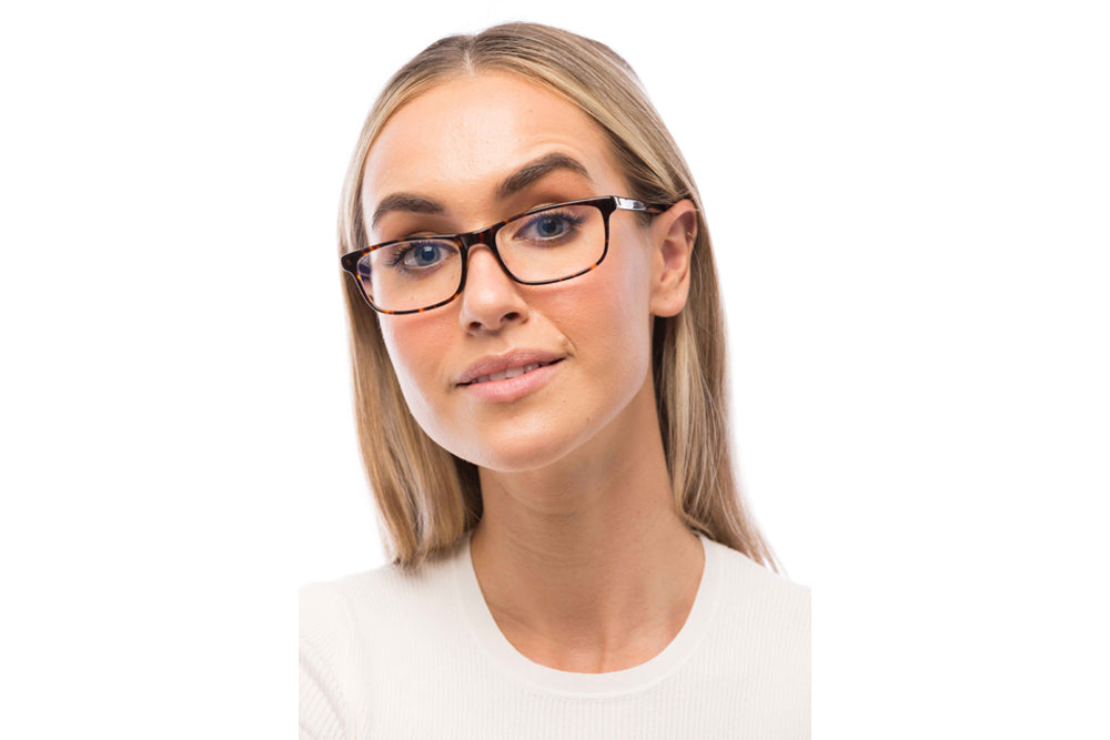 Woman Wearing Tortoise Shell Computer Glasses Readers