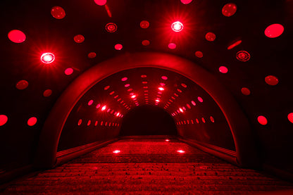 Inside of the Infrared PEMF Sauna Dome showing Red Lights